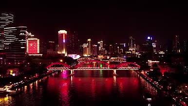 4k航拍广州解放大桥夜景灯光视频的预览图